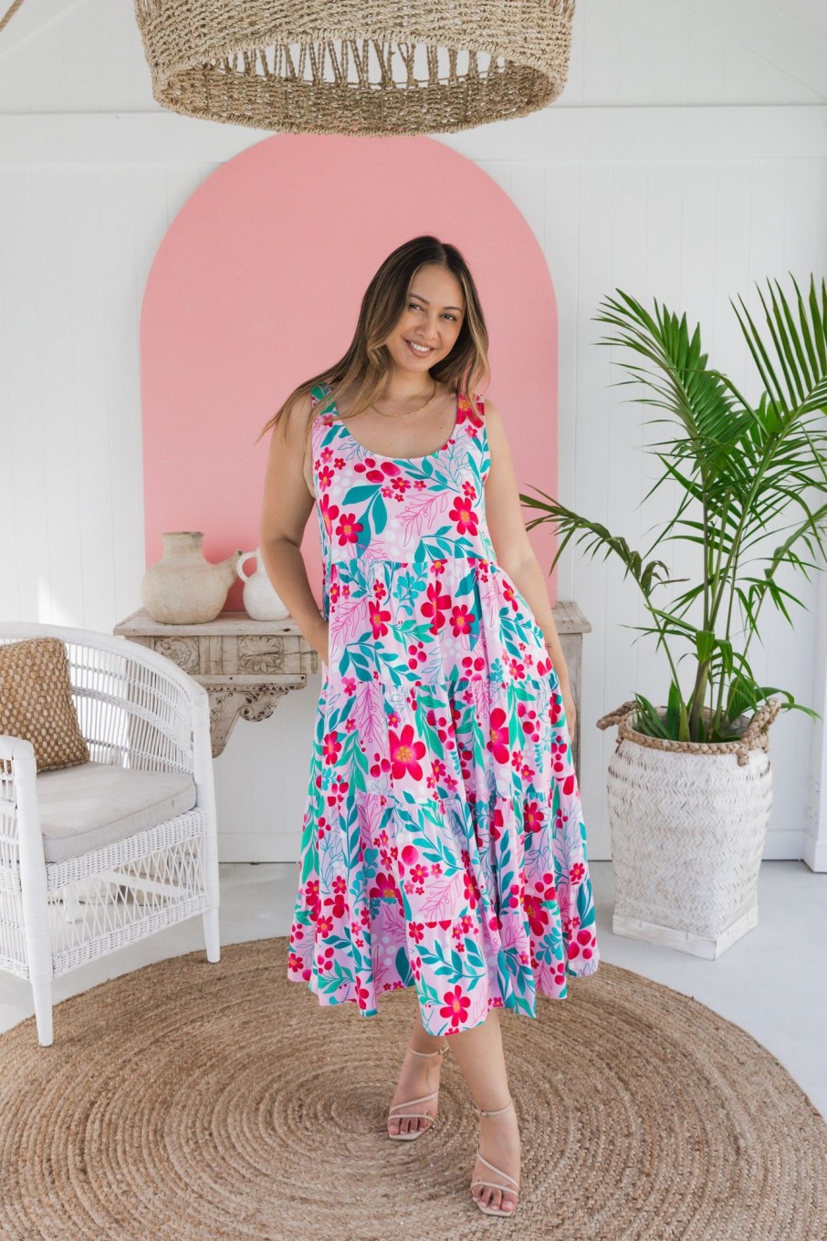 Dresses Proud Poppy Clothing | Ronnie Dress In Festive Floral By Kasey Rainbow