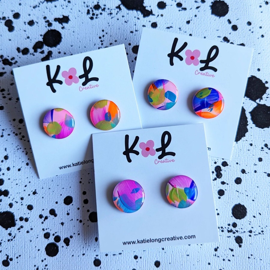 Accessories Proud Poppy Clothing Earrings | Paint By Numbers Small Studs By Katie Long Creative