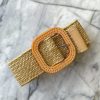 Accessories Proud Poppy Clothing Belts | Extra Length Stretch Belt With Square Buckle In Beige