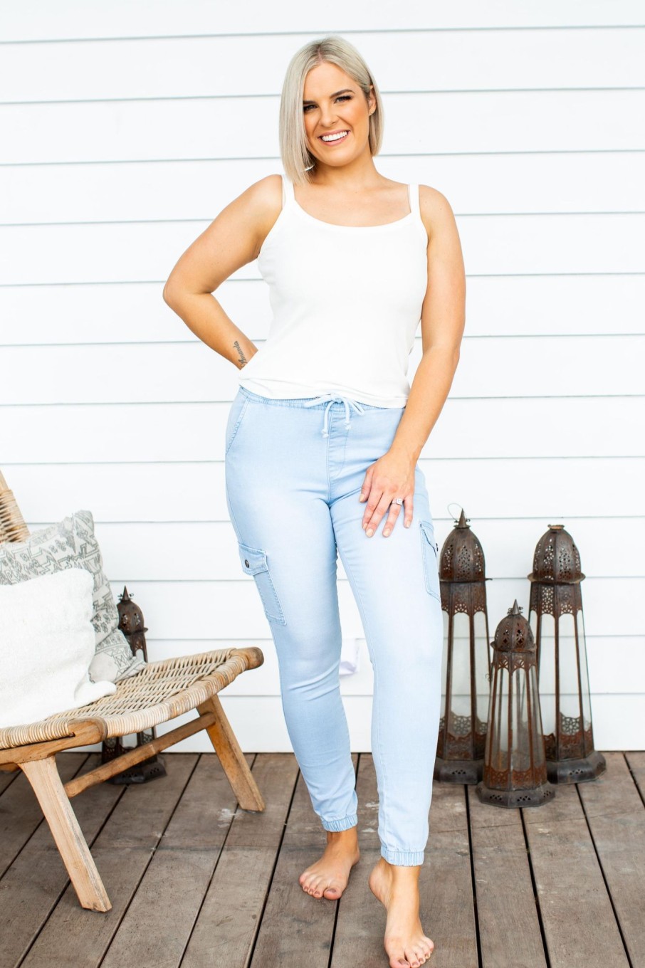 Clothing Proud Poppy Clothing Jeans | Florence Denim Joggers In Light Blue