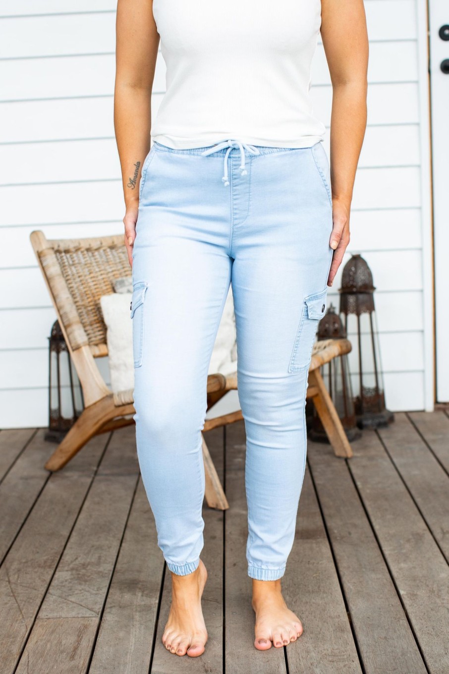 Clothing Proud Poppy Clothing Jeans | Florence Denim Joggers In Light Blue