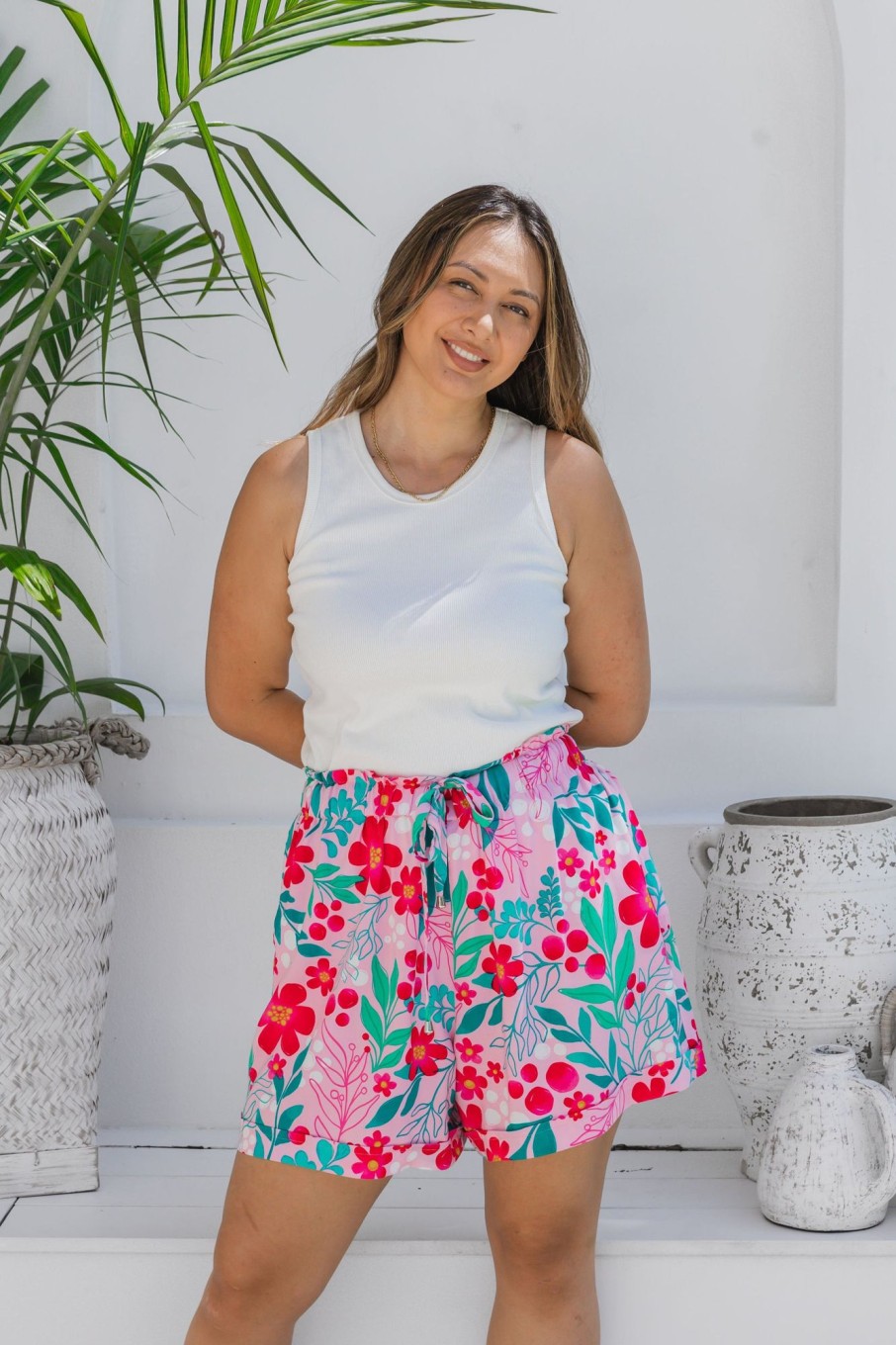 Clothing Proud Poppy Clothing Shorts | Lila Shorts In Festive Floral By Kasey Rainbow