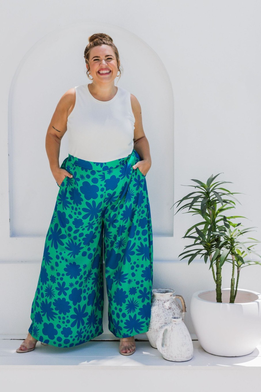 Clothing Proud Poppy Clothing Pants | Larsa Pants In Floral Green By Kasey Rainbow