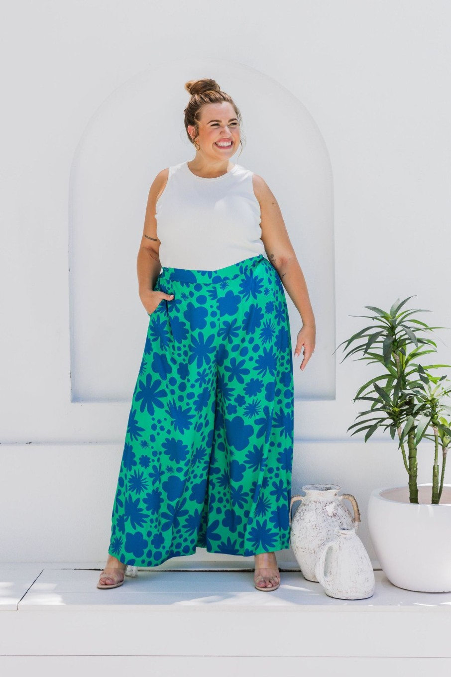 Clothing Proud Poppy Clothing Pants | Larsa Pants In Floral Green By Kasey Rainbow