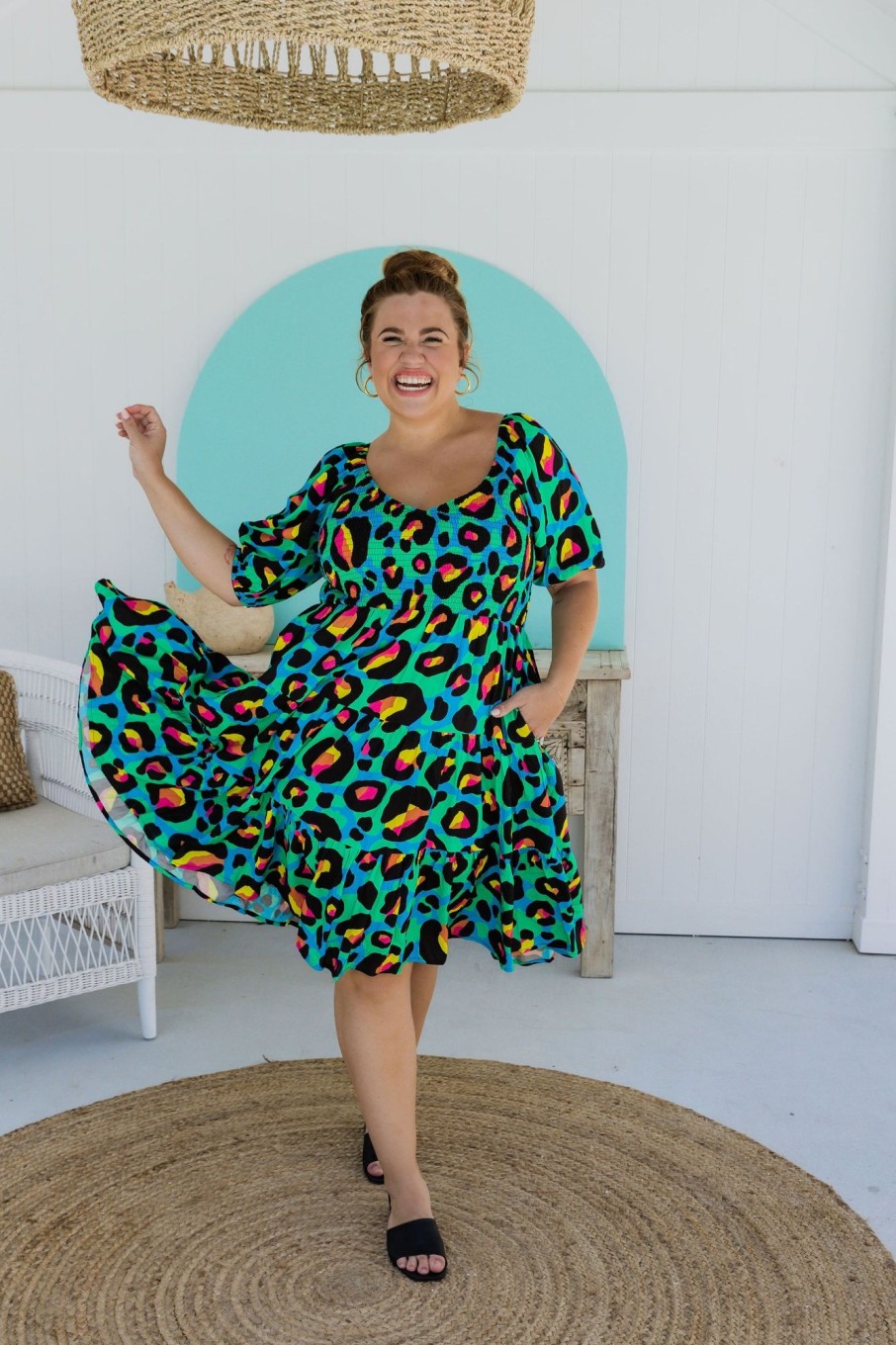 Dresses Proud Poppy Clothing | Peri Dress In Neon Leopard By Kasey Rainbow