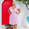 Dresses Proud Poppy Clothing | Tanya Linen Blend Party Dress In Light Pink