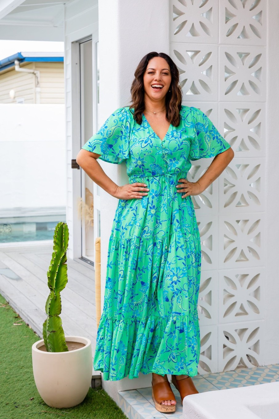 Dresses Proud Poppy Clothing | Bonnie Dress In Evergreen Print