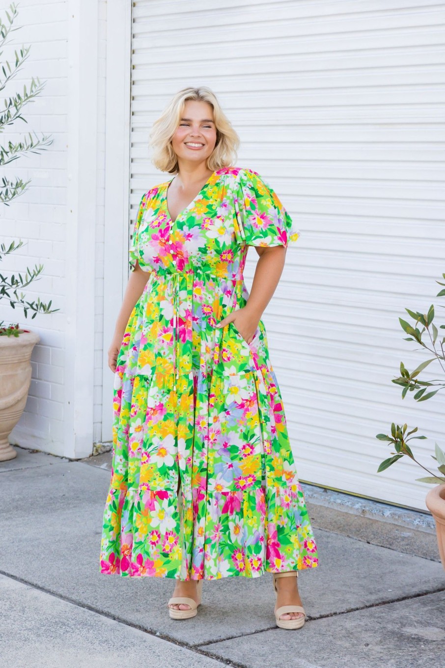 Dresses Proud Poppy Clothing | Bonnie Maxi Dress In Green Botanical