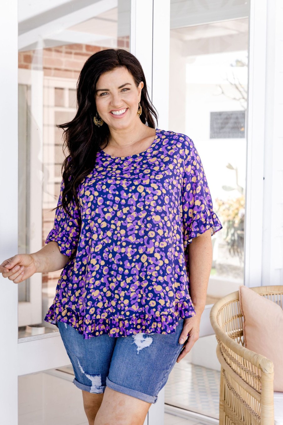 Clothing Proud Poppy Clothing Tops | Magnolia Purple Leopard Print Top