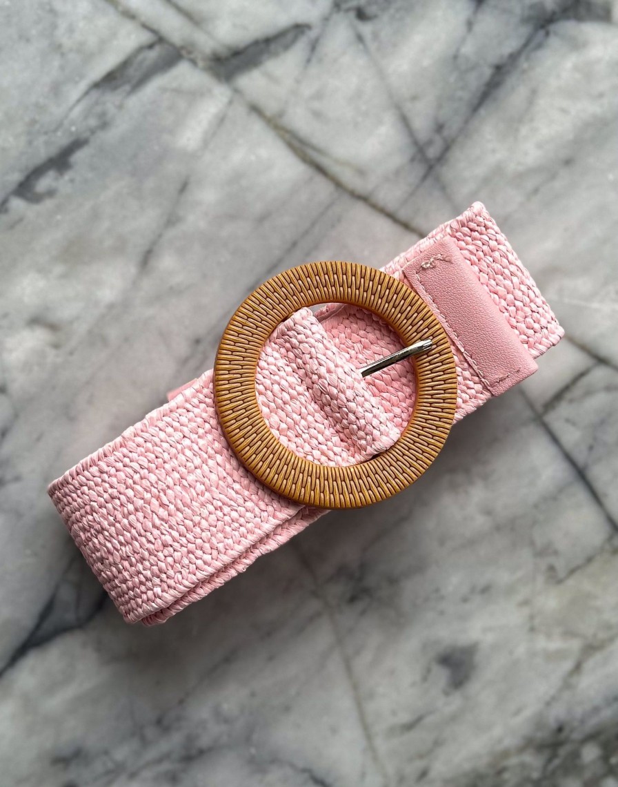 Accessories Proud Poppy Clothing Belts | Extra Length Stretch Belt With Flat Buckle In Light Pink