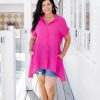 Clothing Proud Poppy Clothing Tops | Solana Fuchsia Longline Top