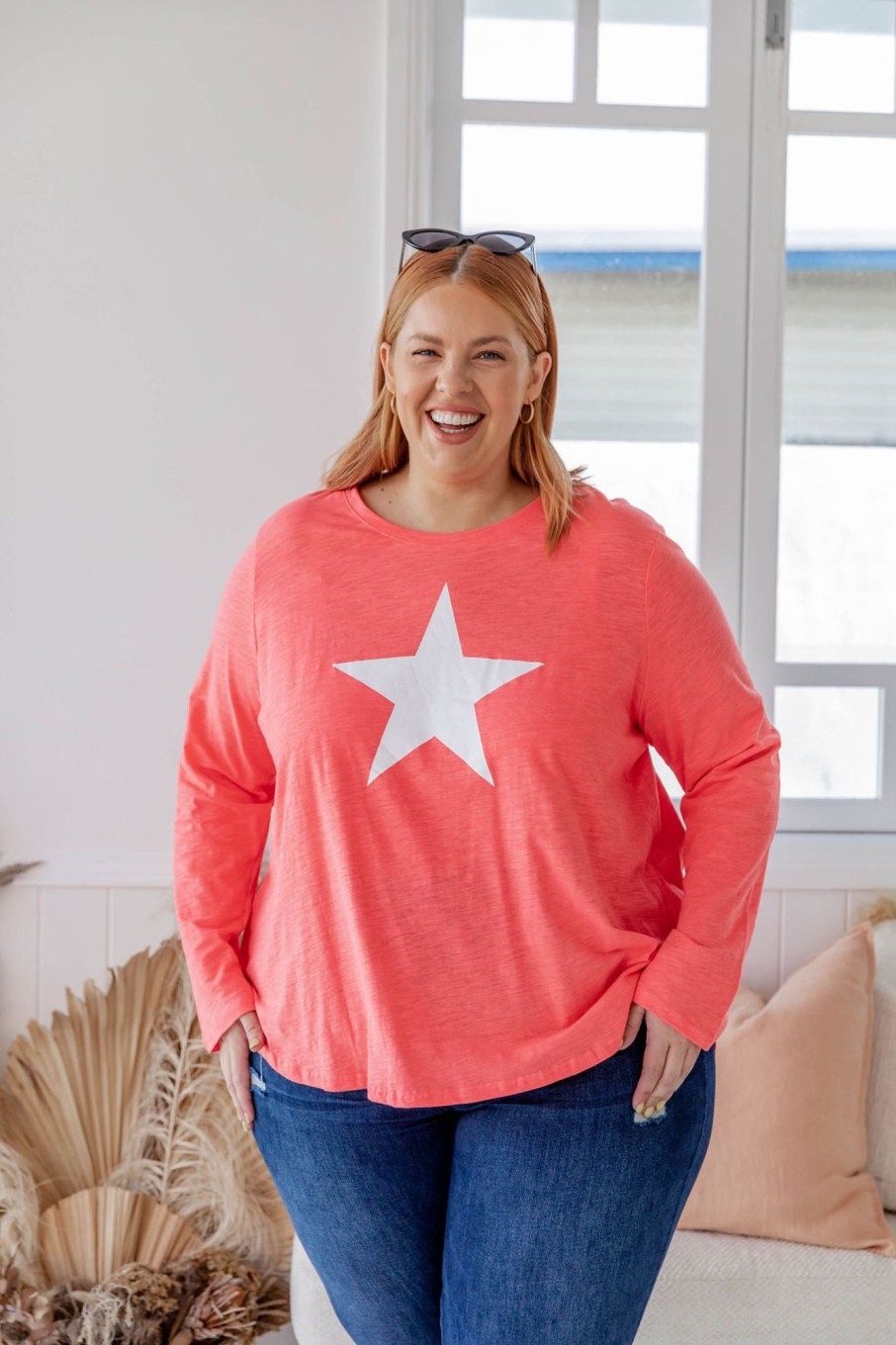 Clothing Proud Poppy Clothing Tops | Brighton Long Sleeve Basic Top In Peach