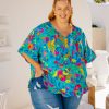 Clothing Proud Poppy Clothing Tops | Natalie Top In Emerald Fusion By Kasey Rainbow