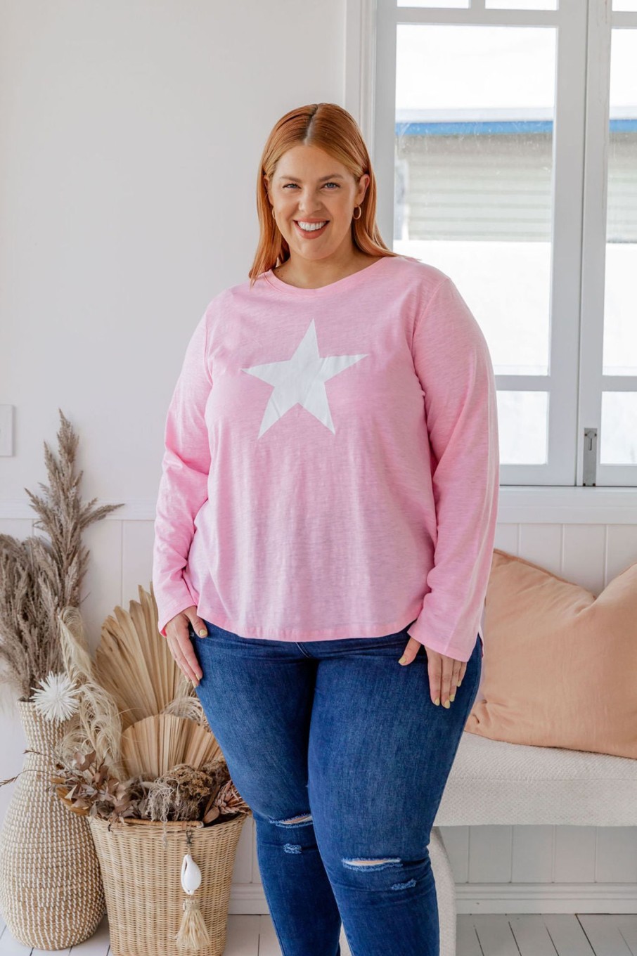 Clothing Proud Poppy Clothing Tops | Brighton Long Sleeve Basic Top In Pink