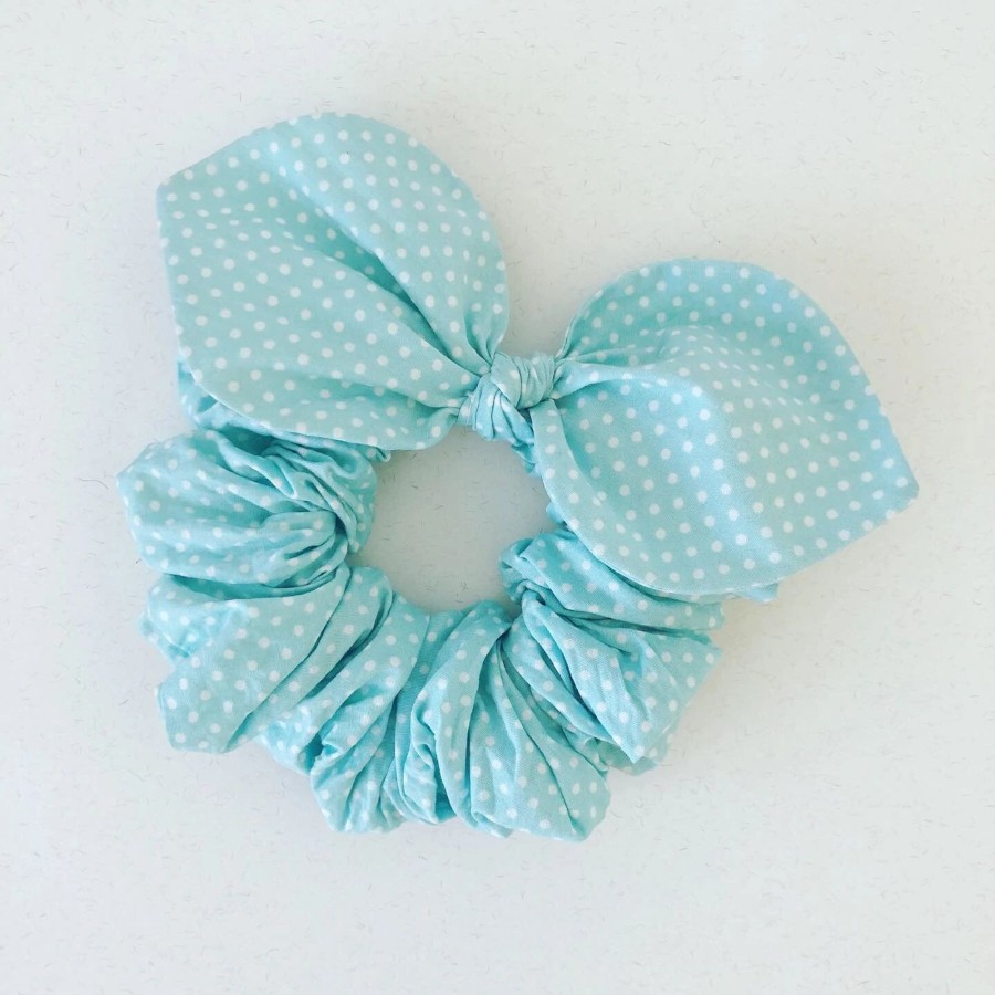 Accessories Proud Poppy Clothing Hair Accessories | Bow Scrunchie - Mint Polka Dot