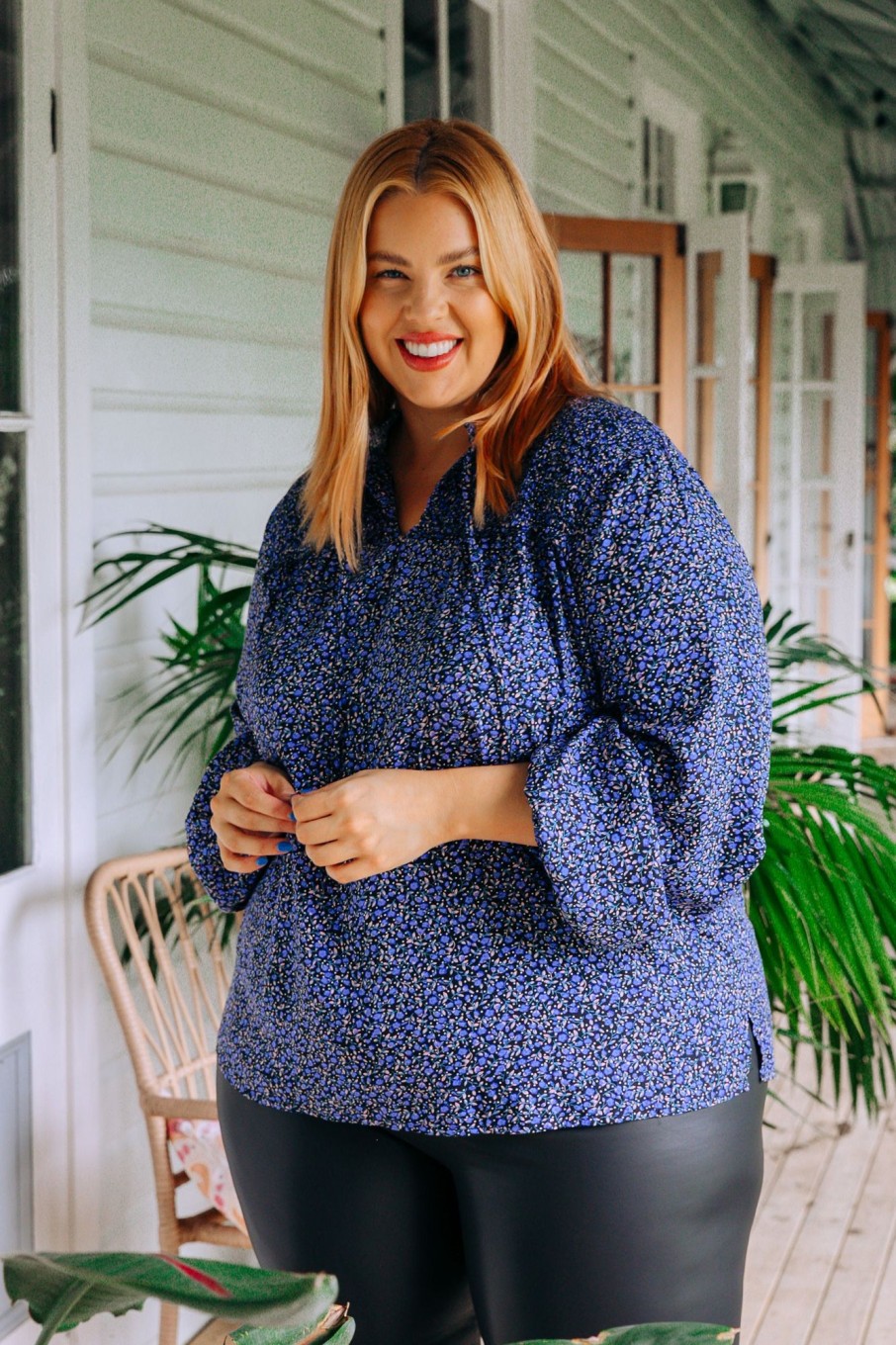 Clothing Proud Poppy Clothing Tops | Samantha Floral Blouse In Blue