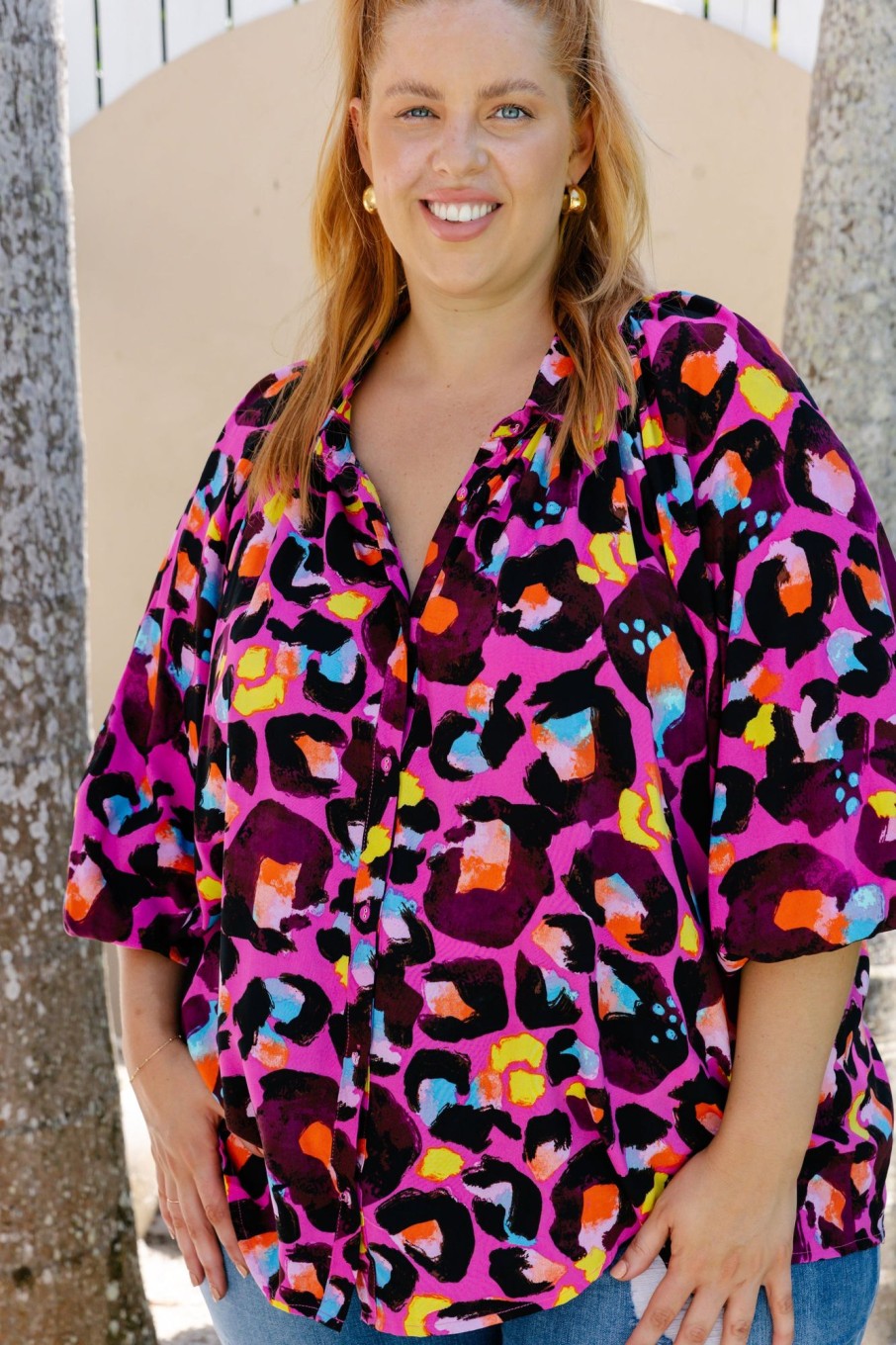 Clothing Proud Poppy Clothing Shirts | Bailey Shirt In Coco Print By Kasey Rainbow