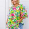 Clothing Proud Poppy Clothing Tops | Natalie Top In Green Botanical