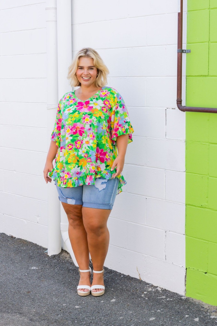 Clothing Proud Poppy Clothing Tops | Natalie Top In Green Botanical