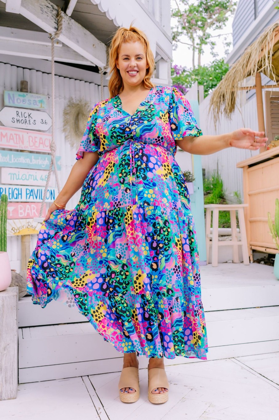 Dresses Proud Poppy Clothing | Bonnie Maxi Dress In Kasey Rainbow Electric Leopard