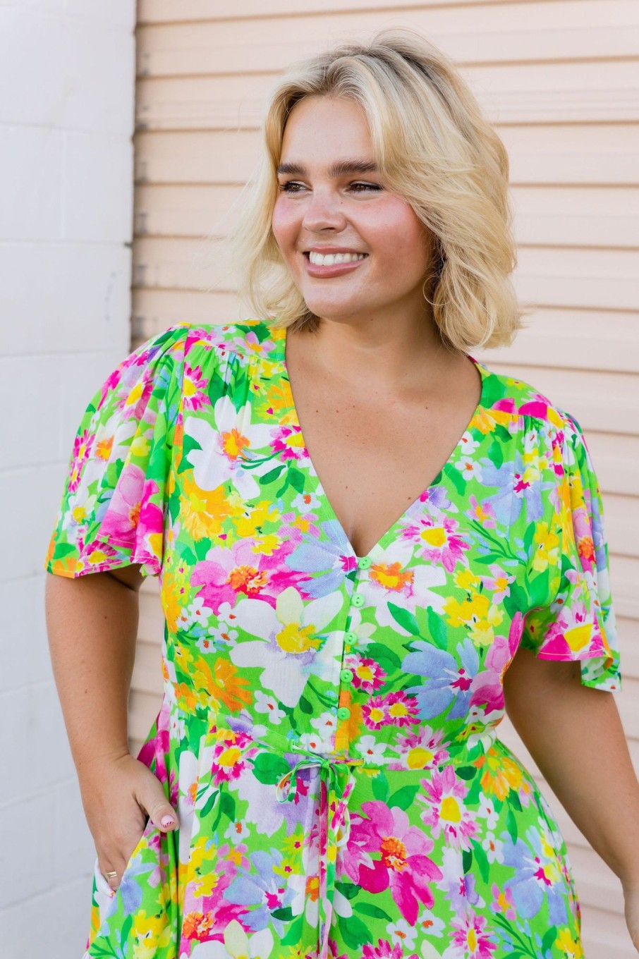 Dresses Proud Poppy Clothing | Charlie Dress In Green Botanical