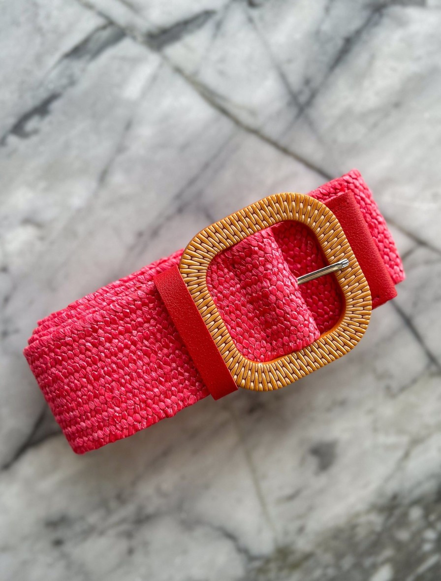 Accessories Proud Poppy Clothing Belts | Extra Length Stretch Belt In Coral