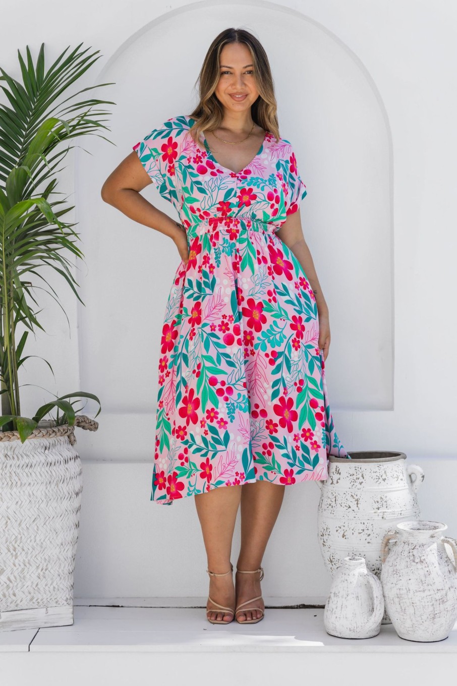 Dresses Proud Poppy Clothing | Millie Dress In Festive Floral By Kasey Rainbow