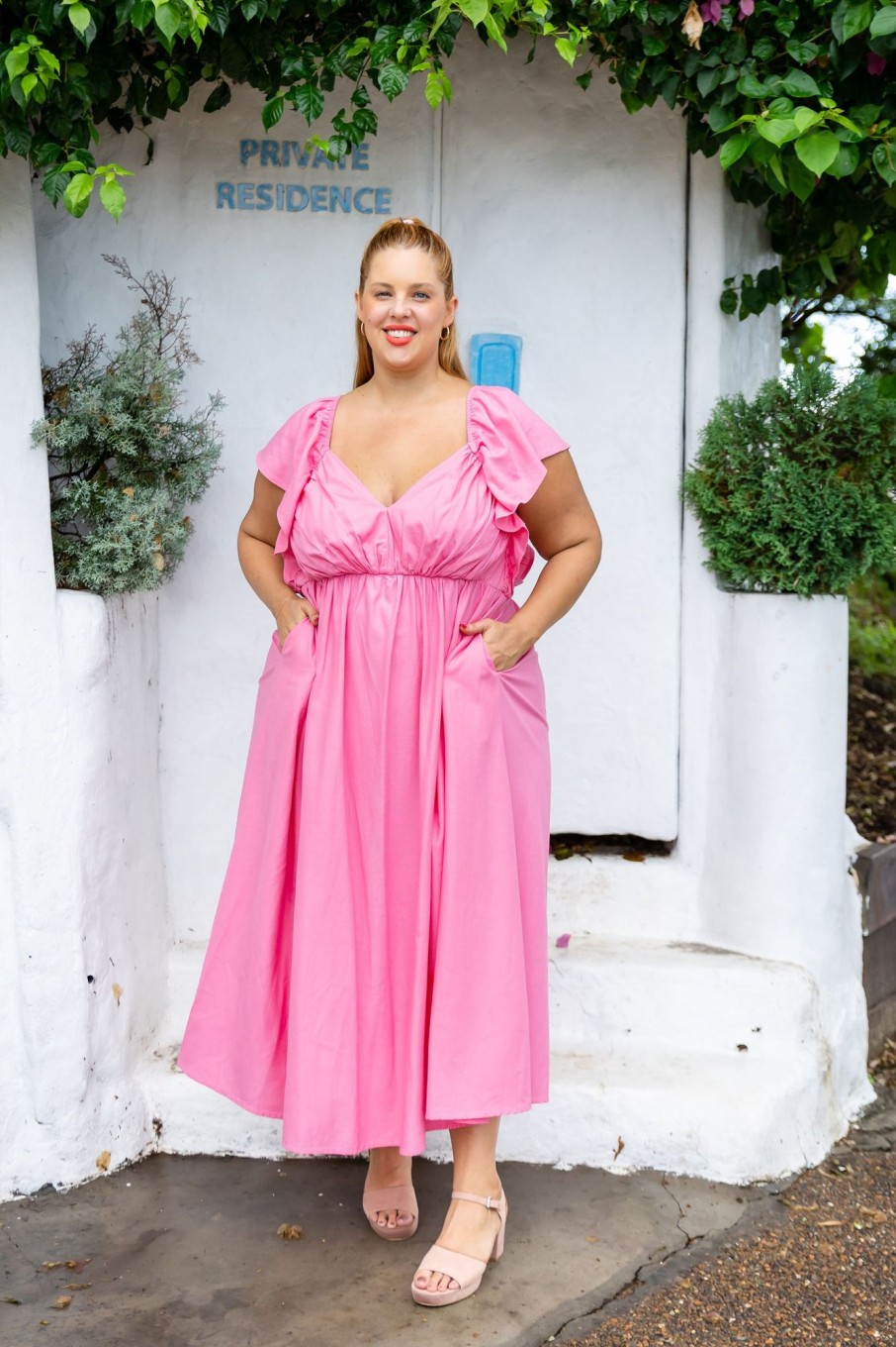 Dresses Proud Poppy Clothing | Tanya Linen Blend Dress In Pink