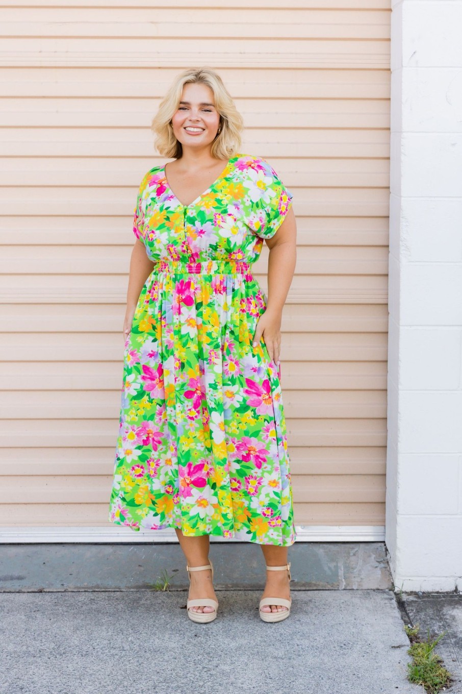 Dresses Proud Poppy Clothing | Millie Dress In Green Botanical