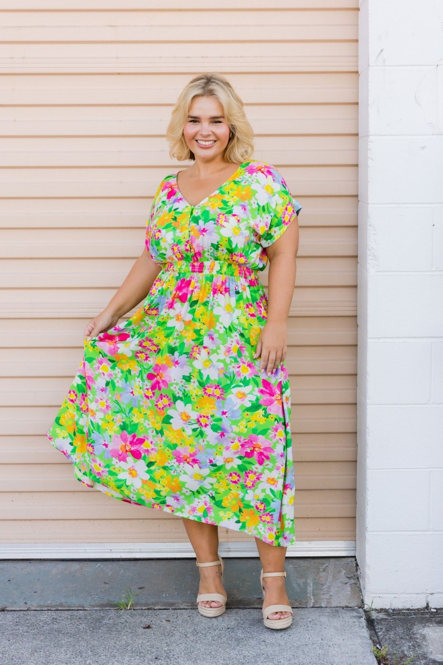 Dresses Proud Poppy Clothing | Millie Dress In Green Botanical