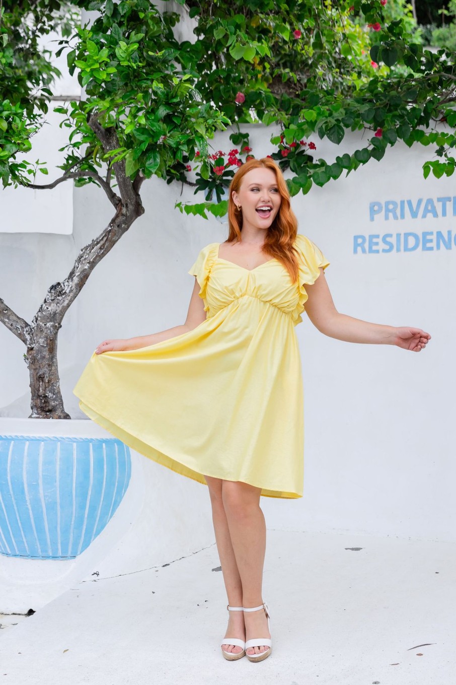 Dresses Proud Poppy Clothing | Tanya Linen Blend Party Dress In Lemon