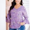 Clothing Proud Poppy Clothing Tops | Lina Purple Floral Top