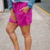 Clothing Proud Poppy Clothing Shorts | Maya Linen Blend Shorts In Magenta