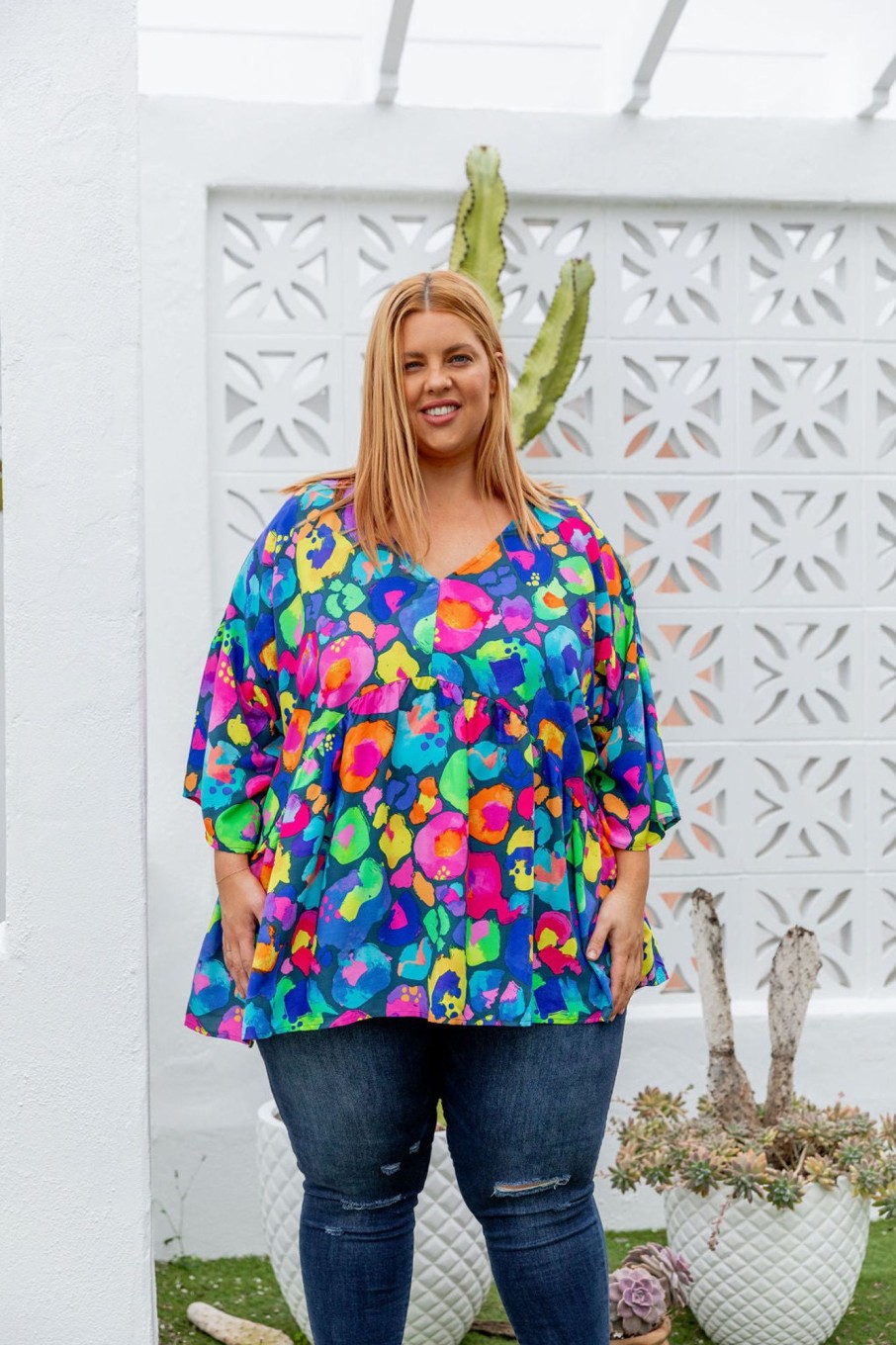 Clothing Proud Poppy Clothing Tops | Peak Top In Rainbow Leopard By Kasey Rainbow