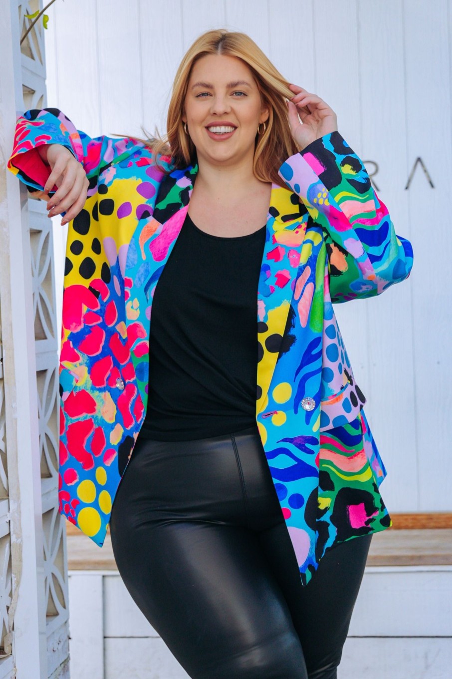 Clothing Proud Poppy Clothing Jackets & Coats | Zali Blazer In Electric Leopard By Kasey Rainbow