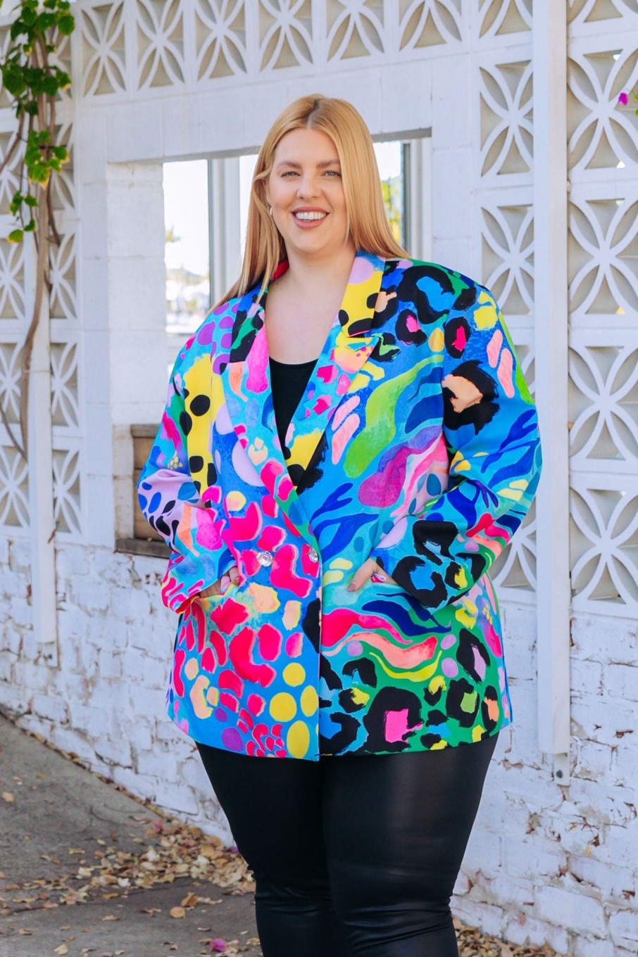 Clothing Proud Poppy Clothing Jackets & Coats | Zali Blazer In Electric Leopard By Kasey Rainbow