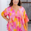 Clothing Proud Poppy Clothing Tops | Millie Peak Top In Pink Bloom By Maggi Mcdonald