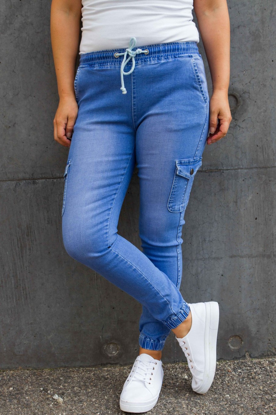 Clothing Proud Poppy Clothing Pants | Florence Denim Joggers In Sky Blue