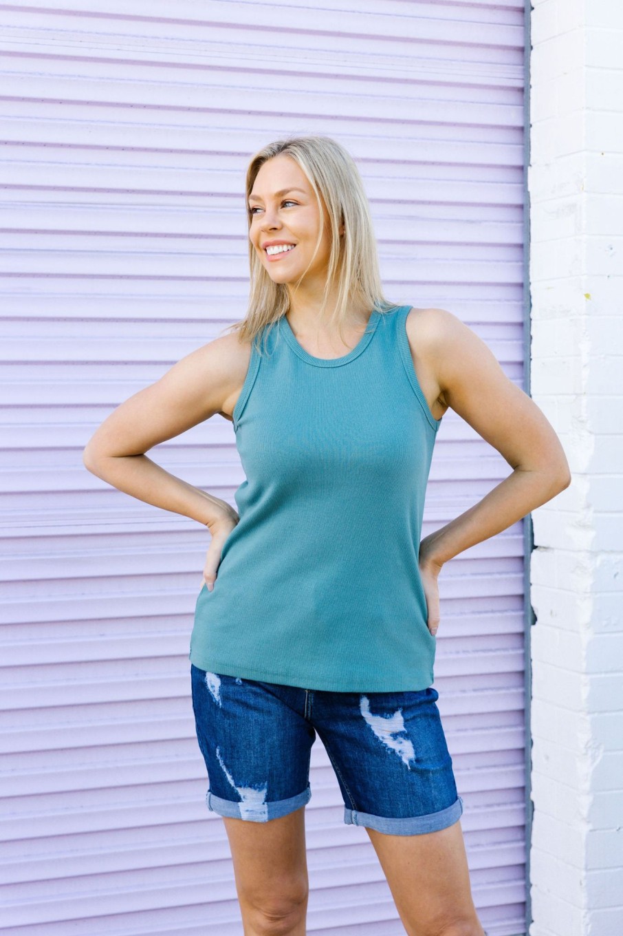 Clothing Proud Poppy Clothing Tanks | New Kira Tank In Teal