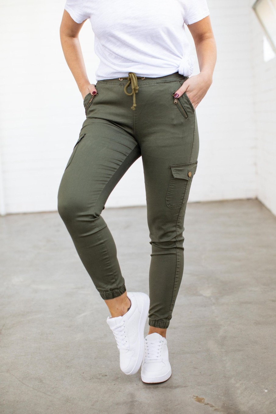 Clothing Proud Poppy Clothing Pants | Florence Denim Joggers In Khaki