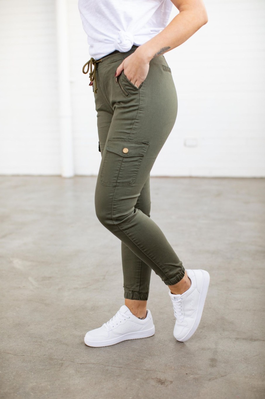 Clothing Proud Poppy Clothing Pants | Florence Denim Joggers In Khaki